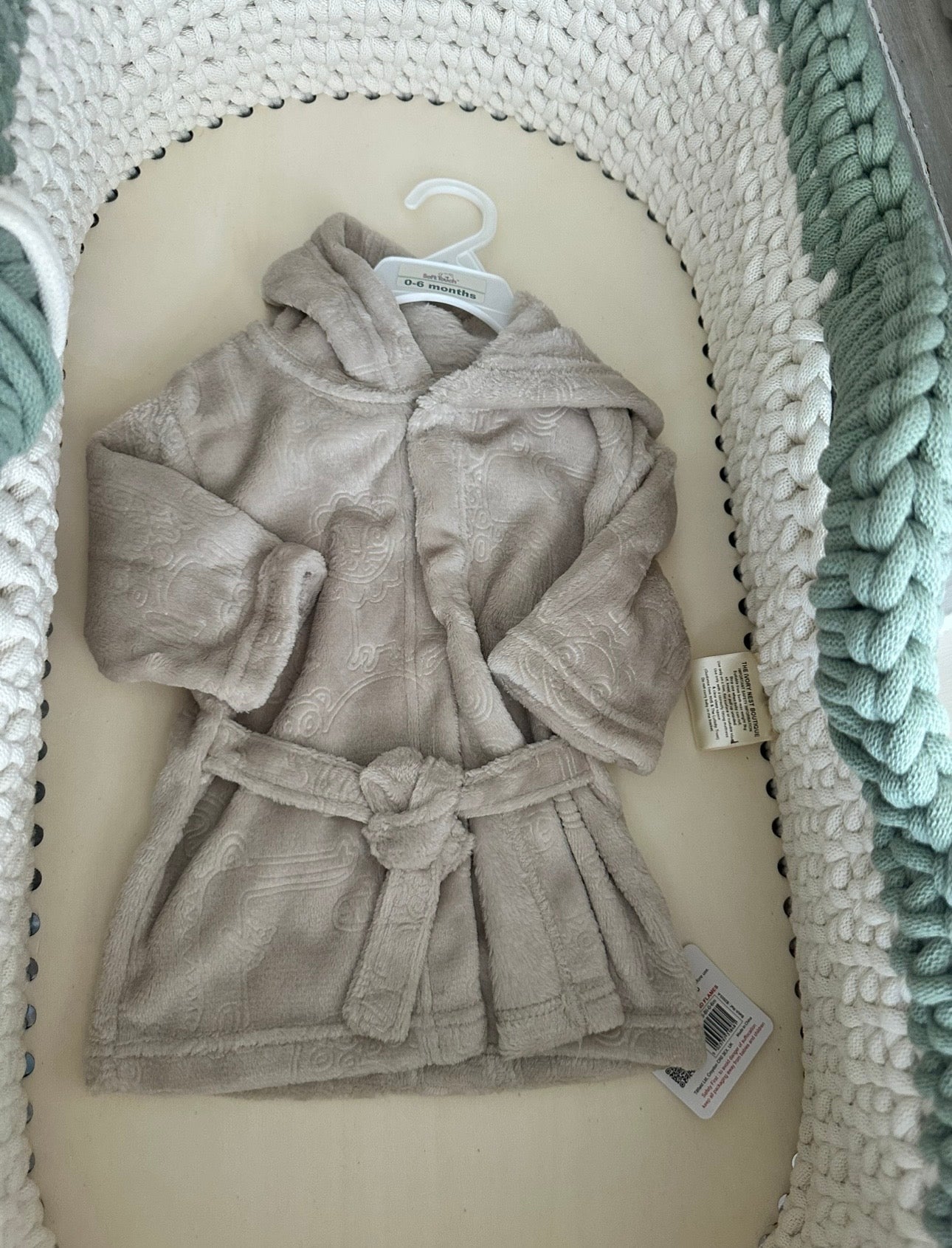 The Ivory Nest Embroidery Personalised Bath robe & Bib with Name & Birth Details Keepsake Gift Box-Christenings, New Born arrival & Baby showers