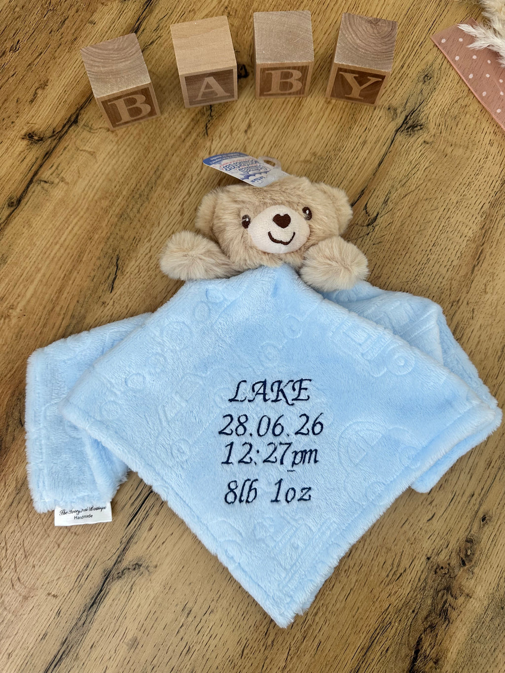 Personalised Luxury Baby snuggle comforter.