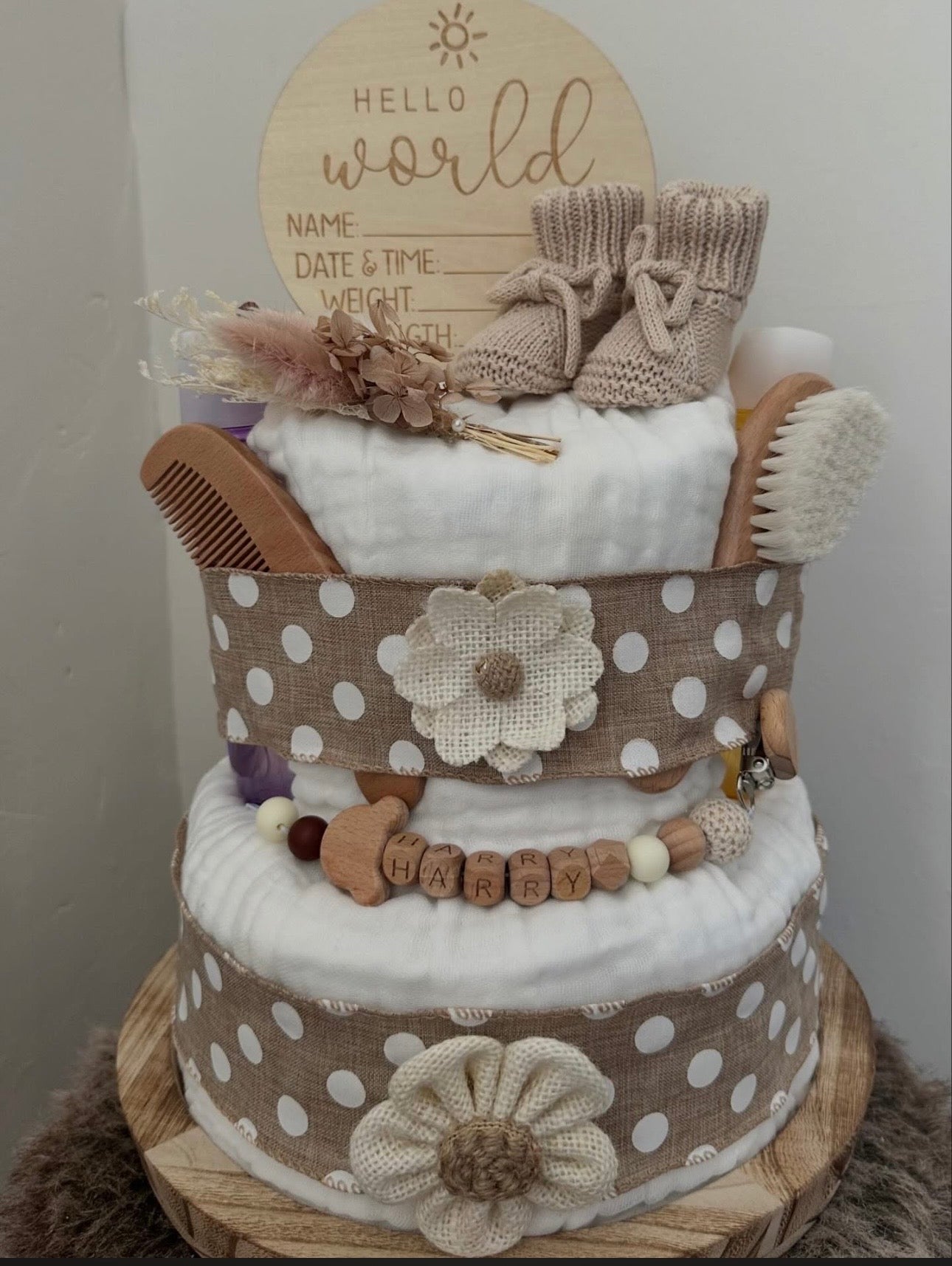 Boho Gender Neutral Nappy Cake