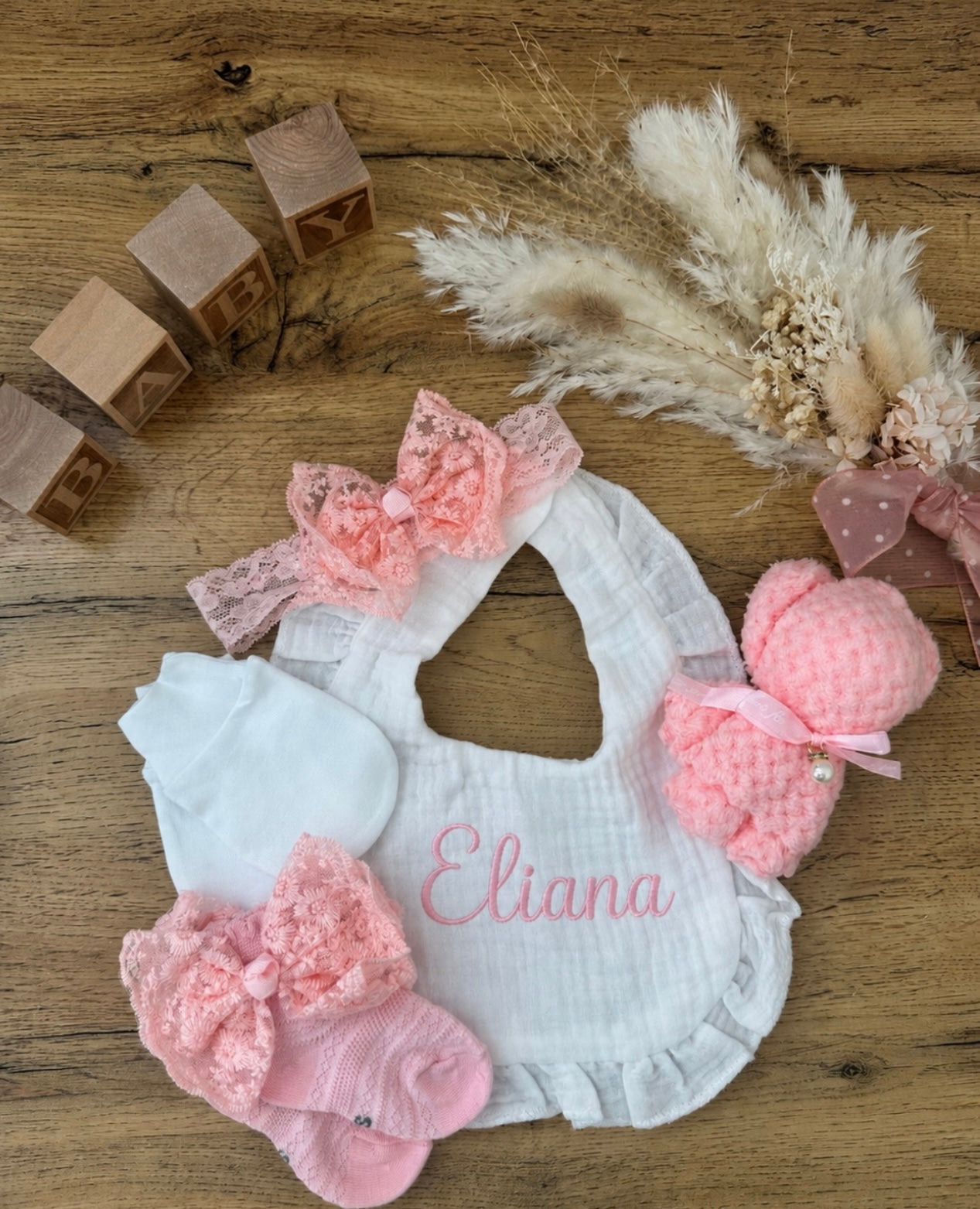 Baby Girl Personalised Bib Gift Set