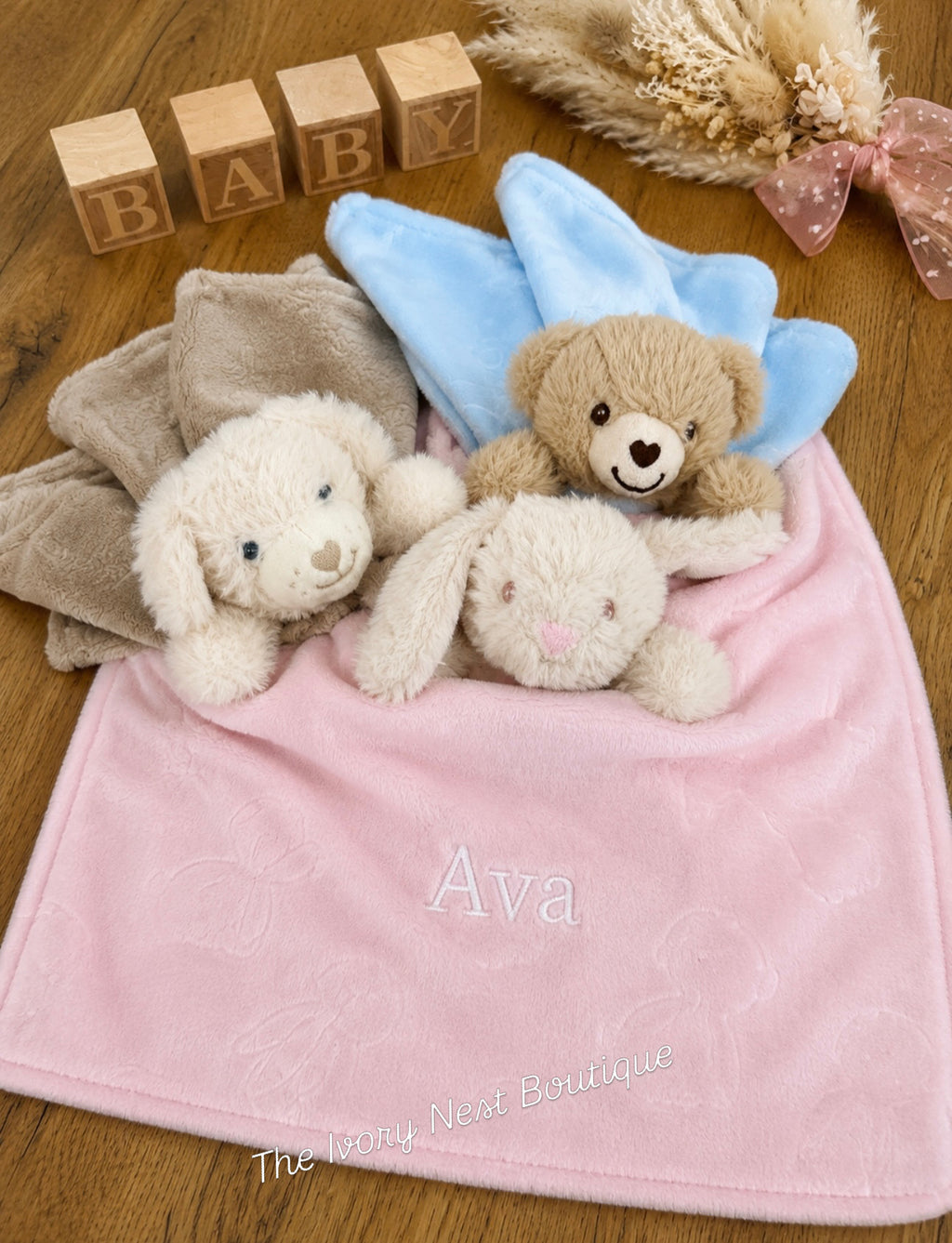 Personalised Luxury Baby snuggle comforter.